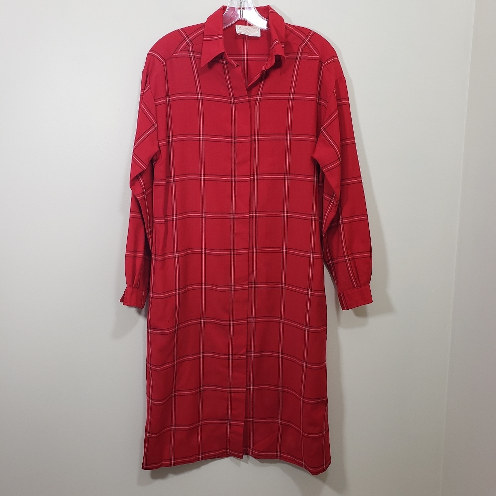 70's Vintage gold label Pendleton plaid button front dress with pockets …